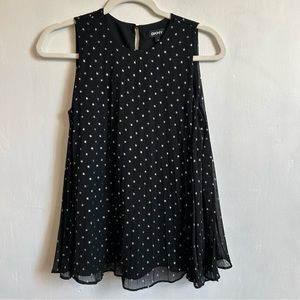 DKNY women’s blouse pleated foil star-print sleeveless top size XS